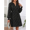 image:imageWomens V Neck Floral Babydoll Tiered Tunic Dress  V neck  textured floral  tiered babydoll  flowy tunic  fall summer casual dressBlack