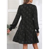 image:imageWomens V Neck Floral Babydoll Tiered Tunic Dress  V neck  textured floral  tiered babydoll  flowy tunic  fall summer casual dressBlack