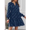 image:imageWomens V Neck Floral Babydoll Tiered Tunic Dress  V neck  textured floral  tiered babydoll  flowy tunic  fall summer casual dressNavy Blue