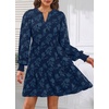 image:imageWomens V Neck Floral Babydoll Tiered Tunic Dress  V neck  textured floral  tiered babydoll  flowy tunic  fall summer casual dressNavy Blue