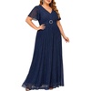 image:imageTalisea Plus Size Sequin Short Sleeve Formal Wedding Guest Maxi Dress  Sparkly sequin  short sleeves  floor length  empire waist  Aline silhouette  elegant maxi designNavy Blue