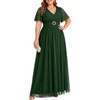 image:imageTalisea Plus Size Sequin Short Sleeve Formal Wedding Guest Maxi Dress  Sparkly sequin  short sleeves  floor length  empire waist  Aline silhouette  elegant maxi designGreen