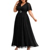 image:imageTalisea Plus Size Sequin Short Sleeve Formal Wedding Guest Maxi Dress  Sparkly sequin  short sleeves  floor length  empire waist  Aline silhouette  elegant maxi designBlack