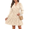image:imageWomens V Neck Floral Babydoll Tiered Tunic Dress  V neck  textured floral  tiered babydoll  flowy tunic  fall summer casual dressApricot