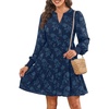 image:imageWomens V Neck Floral Babydoll Tiered Tunic Dress  V neck  textured floral  tiered babydoll  flowy tunic  fall summer casual dressNavy Blue