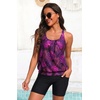 image:imageBlouson Tankini with Shorts  7 BoyLeg Two Piece Swimsuit with Pockets  7 shorts provide full coverage Side pockets hold your small essentials Adjustable straps ensure a personalized fitPurple Leaves