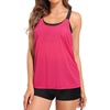 image:imageTwo Piece Tankini with Shorts  Mesh Flowy Tummy Control Swimsuits  Layered Design for Full Coverage Breathable Mesh Fabric to Keep Cool HighWaisted Boyshorts with Extra CoveragePink and Black