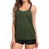 image:imageTwo Piece Tankini with Shorts  Mesh Flowy Tummy Control Swimsuits  Layered Design for Full Coverage Breathable Mesh Fabric to Keep Cool HighWaisted Boyshorts with Extra CoverageArmy Green