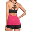 image:imageTwo Piece Tankini with Shorts  Mesh Flowy Tummy Control Swimsuits  Layered Design for Full Coverage Breathable Mesh Fabric to Keep Cool HighWaisted Boyshorts with Extra CoveragePink and Black