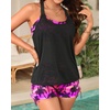 image:imageTwo Piece Tankini with Shorts  Mesh Flowy Tummy Control Swimsuits  Layered Design for Full Coverage Breathable Mesh Fabric to Keep Cool HighWaisted Boyshorts with Extra CoverageBlack