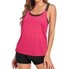 image:imageTwo Piece Tankini with Shorts  Mesh Flowy Tummy Control Swimsuits  Layered Design for Full Coverage Breathable Mesh Fabric to Keep Cool HighWaisted Boyshorts with Extra CoveragePink and Black