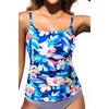 image:imageWomens Tankini Top Only Tummy Control Bathing Suits Top U Neck Swimwear Tops No BottomBlue Flower