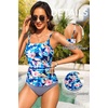image:imageWomens Tankini Top Only Tummy Control Bathing Suits Top U Neck Swimwear Tops No BottomBlue Flower