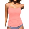 image:imageWomens Tankini Top Only Tummy Control Bathing Suits Top U Neck Swimwear Tops No BottomCoral Pink