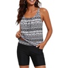 image:imageBlouson Tankini with Shorts  7 BoyLeg Two Piece Swimsuit with Pockets  7 shorts provide full coverage Side pockets hold your small essentials Adjustable straps ensure a personalized fitBlack Tribal