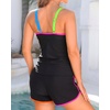 image:imageTankini with Shorts  Tummy Control Two Piece Swimsuit with Pockets  Tummy control smooths your silhouette Side pockets keep essentials handy Highwaist boy shorts provide full coverageColorful Black