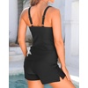 image:imageTankini with Shorts  Tummy Control Two Piece Swimsuit with Pockets  Tummy control smooths your silhouette Side pockets keep essentials handy Highwaist boy shorts provide full coverageBlack