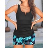 image:imageTankini with Shorts  Tummy Control Two Piece Swimsuit with Pockets  Tummy control smooths your silhouette Side pockets keep essentials handy Highwaist boy shorts provide full coverageGreen Floral