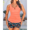 image:imageTankini with Shorts  Tummy Control Two Piece Swimsuit with Pockets  Tummy control smooths your silhouette Side pockets keep essentials handy Highwaist boy shorts provide full coverageOrange Floral