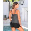 image:imageTankini with Shorts  Tummy Control Two Piece Swimsuit with Pockets  Tummy control smooths your silhouette Side pockets keep essentials handy Highwaist boy shorts provide full coverageStriped
