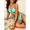 image:imageWomen Triangle Bikini Top Only  Halter String Sexy Swimsuit Top  Selftie halter for a chic look Adjustable back strings for a personalized fit Deep Vneck enhances your curvesAqua