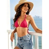 image:imageWomen Triangle Bikini Top Only  Halter String Sexy Swimsuit Top  Selftie halter for a chic look Adjustable back strings for a personalized fit Deep Vneck enhances your curvesRed