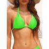 image:imageWomen Triangle Bikini Top Only  Halter String Sexy Swimsuit Top  Selftie halter for a chic look Adjustable back strings for a personalized fit Deep Vneck enhances your curvesNeon Green