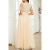 image:imageFormal Dresses Sequin Tulle V Neck A Line Long Dress Prom Evening Gown  Women Formal Long Dresses Sequin Short Sleeve Prom Evening Ball Gown Elegant Mother of the Bride A Line DressGold