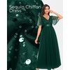 image:imageFormal Dresses Sequin Tulle V Neck A Line Long Dress Prom Evening Gown  Women Formal Long Dresses Sequin Short Sleeve Prom Evening Ball Gown Elegant Mother of the Bride A Line DressDark Green