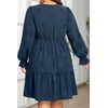 image:imagePlus Size Fall Dresses Casual Long Sleeve Corduroy Short Babydoll Dress  Plus Size Fall Long Sleeve Dresses Women Corduroy Casual A Line Tiered Short Dress Loose Tunic V Neck Babydoll Dress WinterNavy Blue Floral
