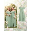 image:imagePlus Size Formal Dresses Off Shoulder Chiffon High Slit Ruffle Wedding  Off Shoulder  Chiffon  High Slit Ruffle  Elegant Formal Dress  Wedding Guest Bridesmaid Prom Evening PartySage Green