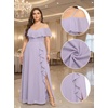 image:imagePlus Size Formal Dresses Off Shoulder Chiffon High Slit Ruffle Wedding  Off Shoulder  Chiffon  High Slit Ruffle  Elegant Formal Dress  Wedding Guest Bridesmaid Prom Evening PartyLavender