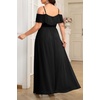 image:imagePlus Size Formal Dresses Off Shoulder Chiffon High Slit Ruffle Wedding  Off Shoulder  Chiffon  High Slit Ruffle  Elegant Formal Dress  Wedding Guest Bridesmaid Prom Evening PartyBlack