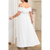 image:imagePlus Size Formal Dresses Off Shoulder Chiffon High Slit Ruffle Wedding  Off Shoulder  Chiffon  High Slit Ruffle  Elegant Formal Dress  Wedding Guest Bridesmaid Prom Evening PartyWhite
