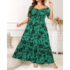 image:imagePlus Size Summer Dresses Off the Shoulder Boho Maxi A Line Long Dress Women  Plus Size Summer Maxi Dresses Women Casual Boho Off the Shoulder Long Dress Spring Flowy Beach Vacation SundressGreen Floral