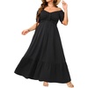 image:imagePlus Size Summer Dresses Off the Shoulder Boho Maxi A Line Long Dress Women  Plus Size Summer Maxi Dresses Women Casual Boho Off the Shoulder Long Dress Spring Flowy Beach Vacation SundressBlack