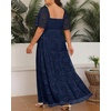 image:imagePlus Size Wedding Dress Bride Boho Lace Square Neck Long Maxi Dresses  Square Neck Ruffle Sleeves Lace Dresses for Curvy Women Photoshoot Smocked Tiered Flowy Wedding Guest Bridesmaid DressNavy Blue