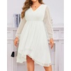 image:imagePlus Size Wedding Guest Dress  Formal Long Sleeve A Line V Neck Midi Dress  Formal fall wedding guest dress cocktail sparkle dress Aline pleated midi style with long sleeves amp Vneck for womenWhite