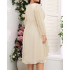 image:imagePlus Size Wedding Guest Dress  Formal Long Sleeve A Line V Neck Midi Dress  Formal fall wedding guest dress cocktail sparkle dress Aline pleated midi style with long sleeves amp Vneck for womenChampagne