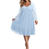 image:imagePlus Size Wedding Guest Dress Chiffon Sweetheart A Line Midi Dresses Women  Plus Size Cocktail Wedding Guest Dress Women Fall Semi Formal Dresses for Special Occasions Flowy Chiffon A Line Midi DressLight Blue