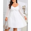 image:imagePlus Size Wedding Guest Dress Chiffon Sweetheart A Line Midi Dresses Women  Plus Size Cocktail Wedding Guest Dress Women Fall Semi Formal Dresses for Special Occasions Flowy Chiffon A Line Midi DressWhite Long Sleeve