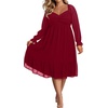 image:imagePlus Size Wedding Guest Dress Chiffon Sweetheart A Line Midi Dresses Women  Plus Size Cocktail Wedding Guest Dress Women Fall Semi Formal Dresses for Special Occasions Flowy Chiffon A Line Midi DressBurgundy