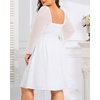 image:imagePlus Size Wedding Guest Dress Chiffon Sweetheart A Line Midi Dresses Women  Plus Size Cocktail Wedding Guest Dress Women Fall Semi Formal Dresses for Special Occasions Flowy Chiffon A Line Midi DressWhite Long Sleeve