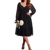image:imagePlus Size Wedding Guest Dress Chiffon Sweetheart A Line Midi Dresses Women  Plus Size Cocktail Wedding Guest Dress Women Fall Semi Formal Dresses for Special Occasions Flowy Chiffon A Line Midi DressBlack