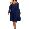 image:imagePlus Size Wedding Guest Dress Chiffon Sweetheart A Line Midi Dresses Women  Plus Size Cocktail Wedding Guest Dress Women Fall Semi Formal Dresses for Special Occasions Flowy Chiffon A Line Midi DressNavy Blue