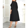 image:imagePlus Size Wedding Guest Dress Fall Semi Formal 34 Sleeve Aline Midi Dress  Plus Size Cocktail Wedding Guest Dress Fall 34 Sleeve ALine Midi Dresses Curvy Women Modest Semi Formal Church DressBlack