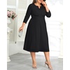 image:imagePlus Size Wedding Guest Dress Fall Semi Formal 34 Sleeve Aline Midi Dress  Plus Size Cocktail Wedding Guest Dress Fall 34 Sleeve ALine Midi Dresses Curvy Women Modest Semi Formal Church DressBlack