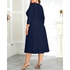 image:imagePlus Size Wedding Guest Dress Fall Semi Formal 34 Sleeve Aline Midi Dress  Plus Size Cocktail Wedding Guest Dress Fall 34 Sleeve ALine Midi Dresses Curvy Women Modest Semi Formal Church DressDark Blue