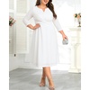 image:imagePlus Size Wedding Guest Dress Fall Semi Formal 34 Sleeve Aline Midi Dress  Plus Size Cocktail Wedding Guest Dress Fall 34 Sleeve ALine Midi Dresses Curvy Women Modest Semi Formal Church DressWhite