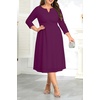 image:imagePlus Size Wedding Guest Dress Fall Semi Formal 34 Sleeve Aline Midi Dress  Plus Size Cocktail Wedding Guest Dress Fall 34 Sleeve ALine Midi Dresses Curvy Women Modest Semi Formal Church DressPurple